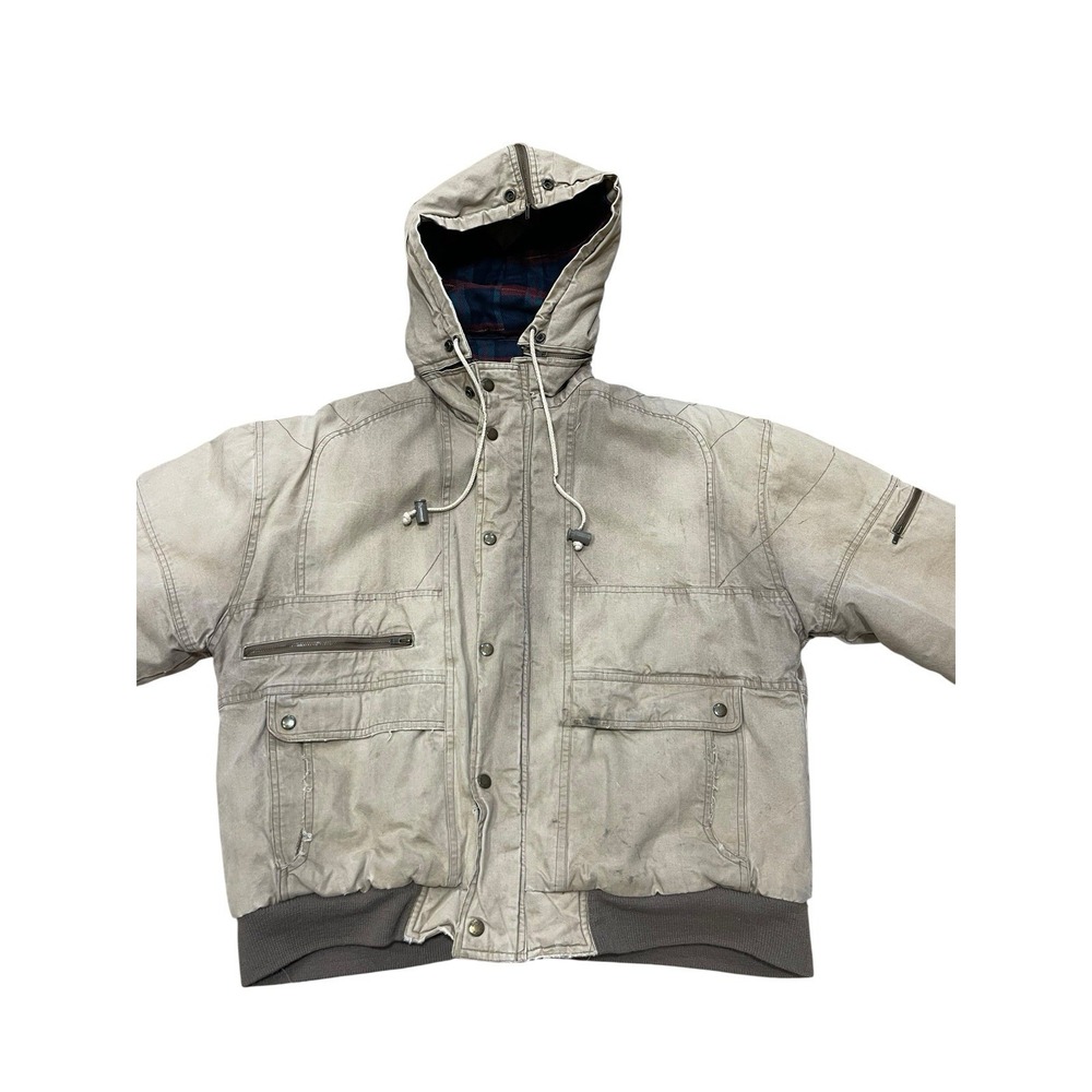 Vintage Grizzly Men's Chore Coat Flannel Lined Grunge Stained Ripped Shredded XL